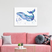Water Color Whale - I Whale Always Love You キャンバスプリント (インサイチュ (リビング))