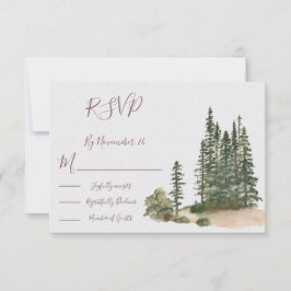 Water Color Woodlandの結婚応答カードRSVP 出欠カード