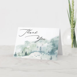 Water color Woodland Forest Photo Thank You サンキューカード
