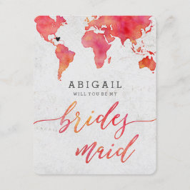 Water Color World Map Will Be Bridesmaid 招待状