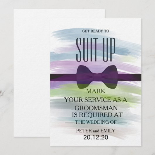Water Color Your Service as a Groomsman 招待状 (正面/裏面)