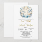 Water colored  Spanish baptism Invitation 招待状 (正面/裏面)