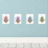 water colour Australian magpie wall art set (ウッドフロア)