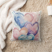 Water Colour Painted Hearts クッション (ブランケット)
