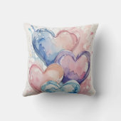 Water Colour Painted Hearts クッション (裏面)