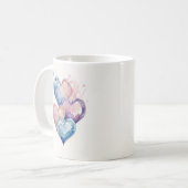 Water Colour Painted Hearts コーヒーマグカップ (正面左)