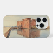 Water colour painting style image of Paphos Castle iPhoneケース (裏面横)