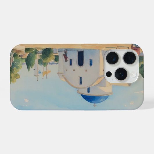 Water colour painting style image of St. Nicholas iPhoneケース (裏面横)