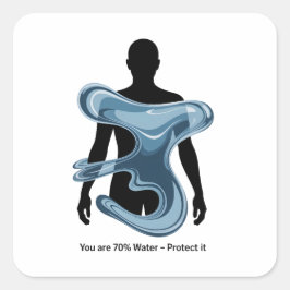 Water Conservation Eco Awareness Design スクエアシール