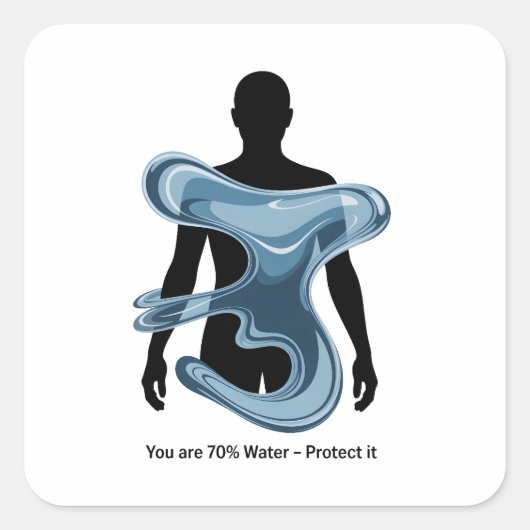 Water Conservation Eco Awareness Design スクエアシール (正面)