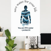 Water Conservation Eco Awareness Design ポスター (ホームオフィス)
