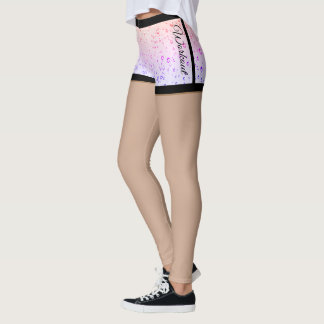 Water droplet shorts pink purple beading leggings レギンス
