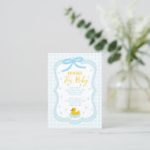 Water Droplets Gingham Baby Shower Books For Baby エンクロージャーカード (スタンド正面)
