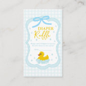 Water Droplets Gingham Baby Shower Diaper Raffle エンクロージャーカード (正面)