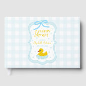 Water Droplets Gingham Boy Baby Shower ゲストブック (正面)