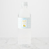 Water Droplets Gingham Boy Baby Shower ペットボトルラベル (正面)