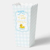Water Droplets Gingham Boy Baby Shower Thank You フェイバーボックス (正面)