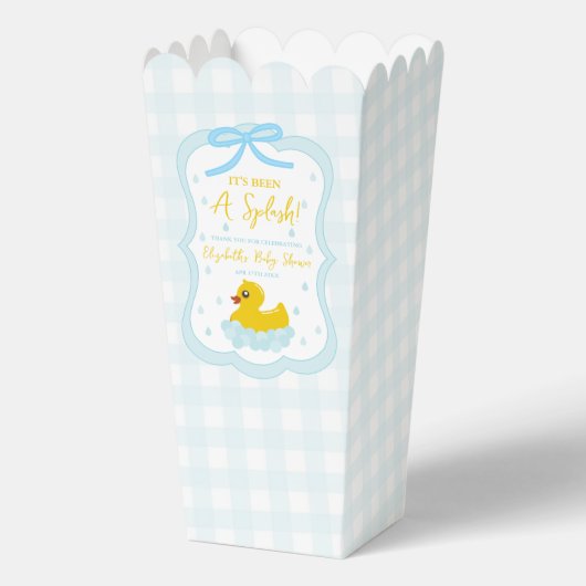 Water Droplets Gingham Boy Baby Shower Thank You フェイバーボックス (正面)