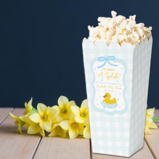 Water Droplets Gingham Boy Baby Shower Thank You フェイバーボックス