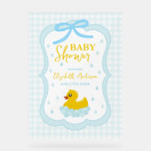 Water Droplets Gingham Boy Baby Shower Welcome アクリルサイン (正面)