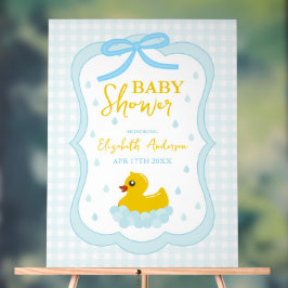 Water Droplets Gingham Boy Baby Shower Welcome アクリルサイン