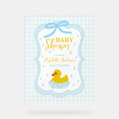 Water Droplets Gingham Boy Baby Shower Welcome アクリルサイン (正面)