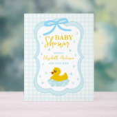 Water Droplets Gingham Boy Baby Shower Welcome アクリルサイン (ニュートラル)