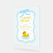 Water Droplets Gingham Boy Baby Shower Welcome アクリルサイン (傾斜)
