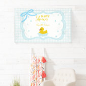 Water Droplets Gingham Boy Baby Shower Welcome 横断幕 (インサイチュ)