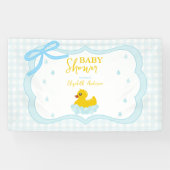 Water Droplets Gingham Boy Baby Shower Welcome 横断幕 (横)