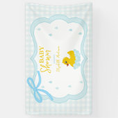 Water Droplets Gingham Boy Baby Shower Welcome 横断幕 (縦)