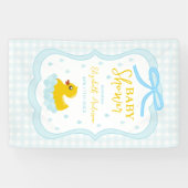 Water Droplets Gingham Boy Baby Shower Welcome 横断幕 (横)