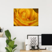 Water Droplets on Elegant Yellow Rose ポスター (ホームオフィス)