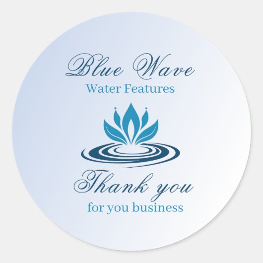 Water Feature Installation Blue Thank You ラウンドシール (正面)