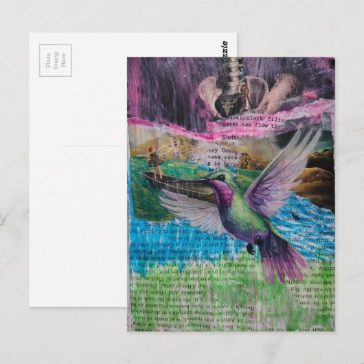 Water Flow Through Abstract Mixed Media Collage ポストカード (正面/裏面)