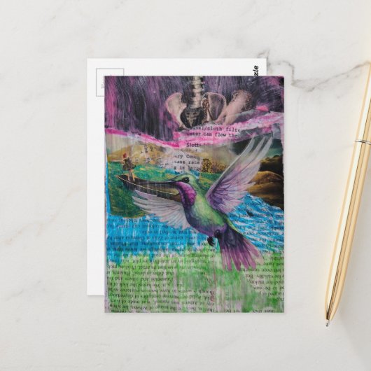 Water Flow Through Abstract Mixed Media Collage ポストカード (正面/裏面インサイチュ)