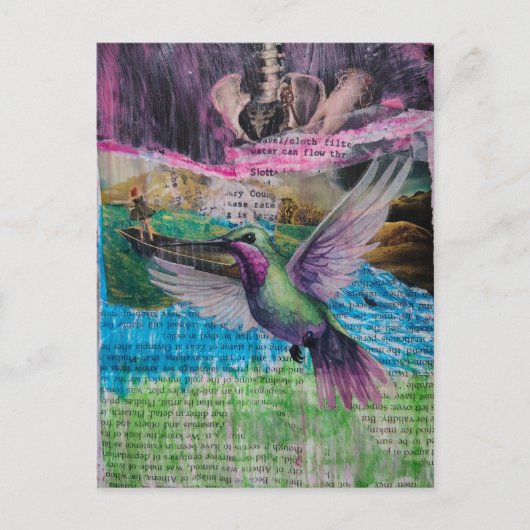 Water Flow Through Abstract Mixed Media Collage ポストカード (正面)