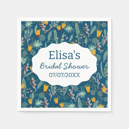 Water Garden Floral Bridal Shower Cute CUSTOM スタンダードカクテルナプキン (正面)