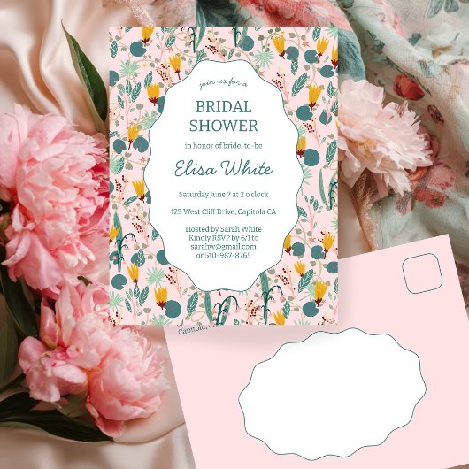 Water Garden Floral Bridal Shower Cute CUSTOM ポストカード