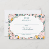 Water Garden Floral Bridal Shower Cute CUSTOM 出欠カード (正面)