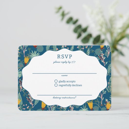 Water Garden Floral Bridal Shower Cute CUSTOM 出欠カード (スタンド正面)