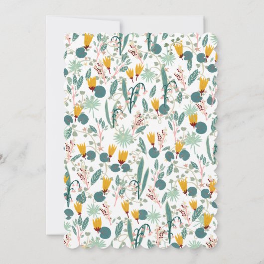 Water Garden Floral Bridal Shower Cute CUSTOM 招待状 (裏面)