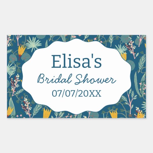 Water Garden Floral Bridal Shower Cute CUSTOM 長方形シール (正面)