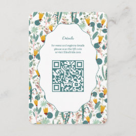 Water Garden Floral Bridal Shower Cute CUSTOM QR エンクロージャーカード