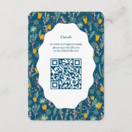 Water Garden Floral Bridal Shower Cute CUSTOM QR エンクロージャーカード