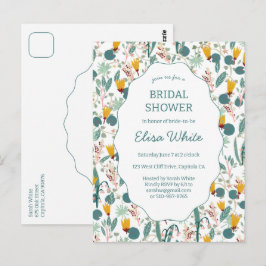 Water Garden Floral Bridal ShowerCUSTOM Invitation ポストカード