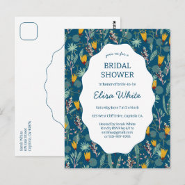 Water Garden Floral Bridal ShowerCUSTOM Invitation ポストカード