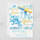 Water Gun Summer Birthday Party for Boy 招待状 (正面)
