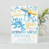 Water Gun Summer Birthday Party for Boy 招待状 (スタンド正面)