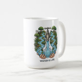 Water Is Life | Nature Ecosystem Conservation Art コーヒーマグカップ (正面右)